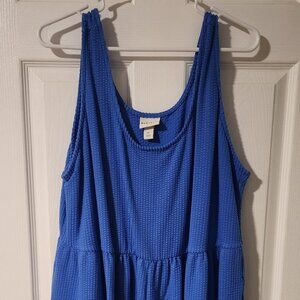 Ava & Viv blue women's plus sleeveless baby doll midi length dress size 2X